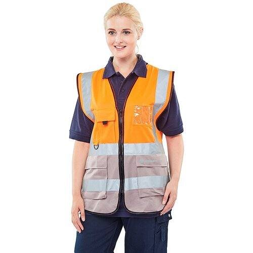 BEESWIFT HVWCTTORGY TWO TONE HI-VIS EXECUTIVE WAISTCOAT ORANGE/GREY