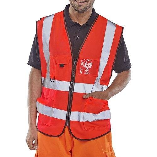 BEESWIFT WCENGEXECRE EXECUTIVE HI-VIS WAISTCOAT RED